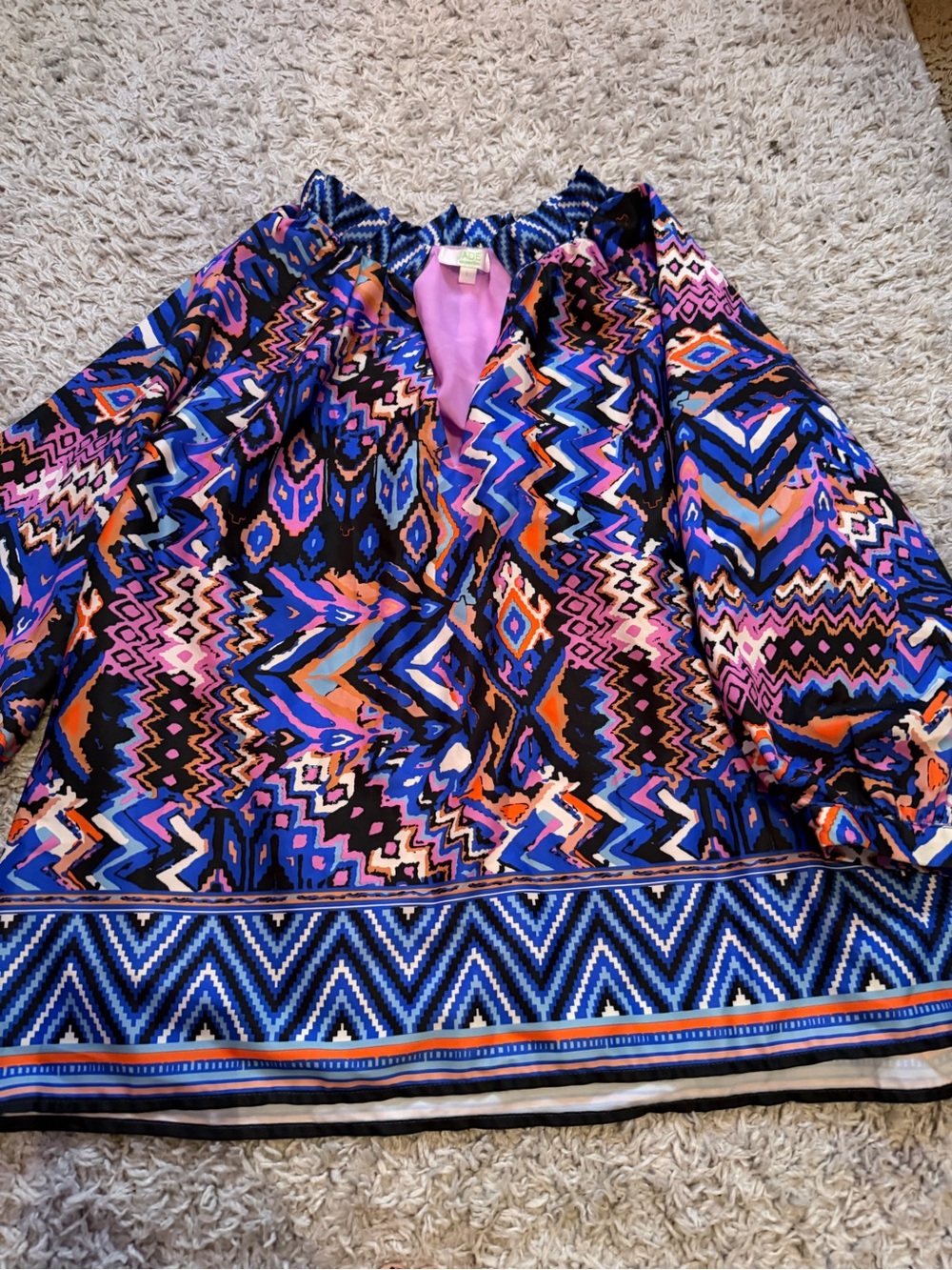 Jade Multicolor Geometric Print Blouse
